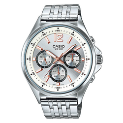WW0467 Casio Enticer Multifunction Stainless Steel Silver Chain Watch MTP-E303D-7AVDF