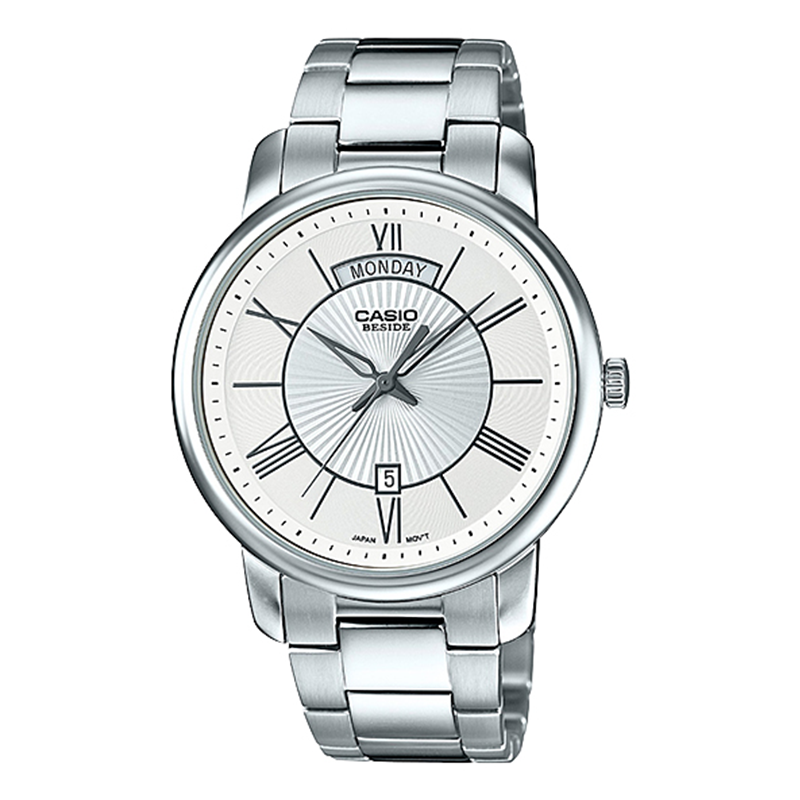 WW0603 Casio Beside Day Date Stainless Steel Chain Watch BEM-152D-7AV
