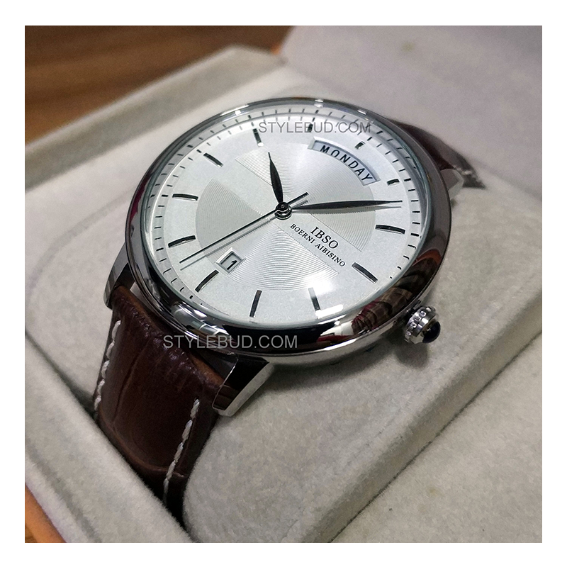 WW0733 IBSO Day Date Leather Belt Watch S3978G