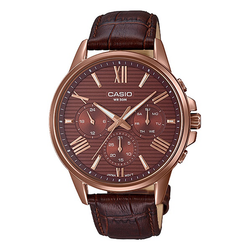 WW0355 Casio Enticer Multifunction Rose Gold Leather Belt Watch MTP-EX300RL-5AVDF