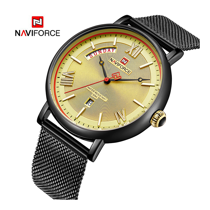 WW0341 Naviforce Day Date Mesh Chain Watch NF3006M