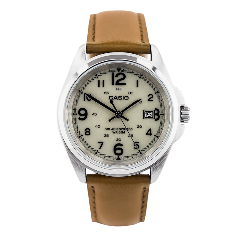 WW0624 Casio Solar Date Leather Belt Watch MTP-S101L-9BVDF