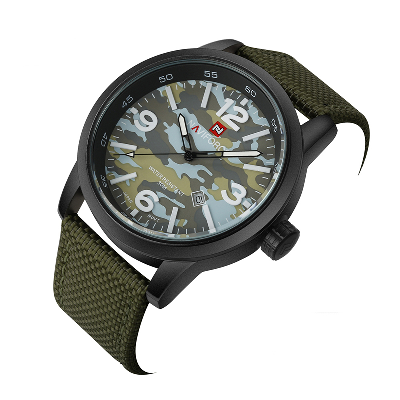 WW0061 Naviforce Camouflage Date Nylon Belt Watch NF9080M