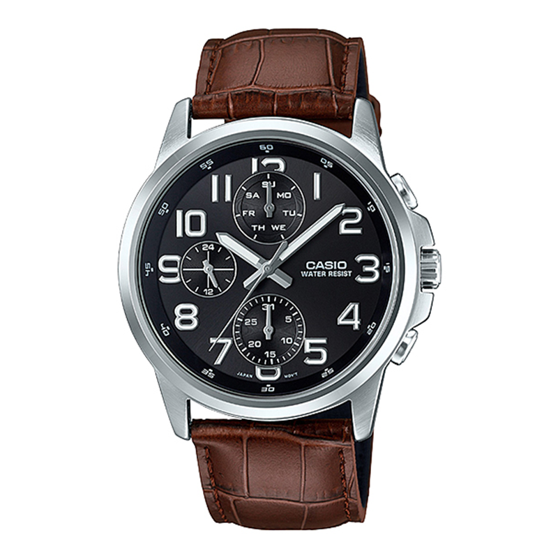 WW0554 Casio Multifunction Leather Belt Watch MTP-E307L-1AV