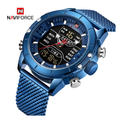 WW0878 Naviforce Multifunction Dual Time Mesh Chain Watch NF9153M