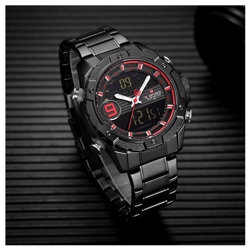 Naviforce black best sale chain watch