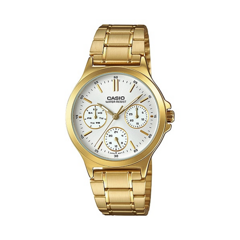 WW1229 Casio Enticer Multifunction Golden Ladies Chain Watch LTP-V300G-7AUDF