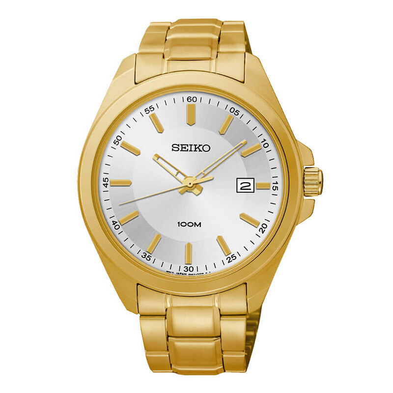 WW0885 Seiko Date Stainless Steel Golden Chain Watch SUR064P1