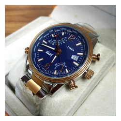 WW1238 Timex World Time Date Stainless Steel Chain Watch TWEG16101