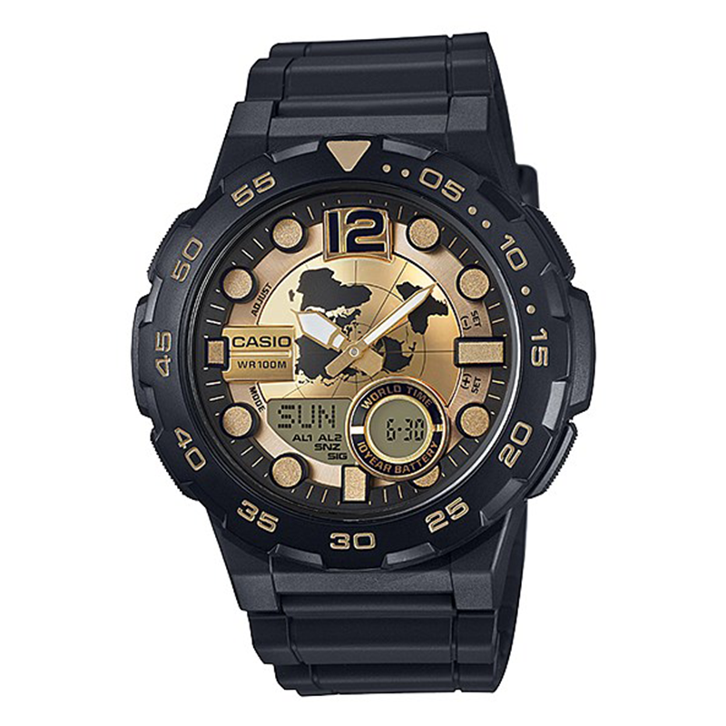 WW0609 Casio World Time Multi Function Belt Watch AEQ-100BW-9AV