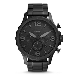 WW0264 Fossil Nate Chronograph Black Stainless Steel Chain Watch JR1401