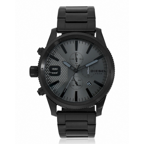 WW0151 Diesel Rasp Black Sunray Dial Chronograph Stainless Steel Chain Watch DZ4453