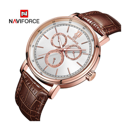 WW1040 Naviforce Sweep Second Multifunction Leather Belt Watch NF3002M
