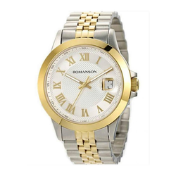 WW1000 Romanson Stainless Steel Date Chain Watch TM 0361MC WH