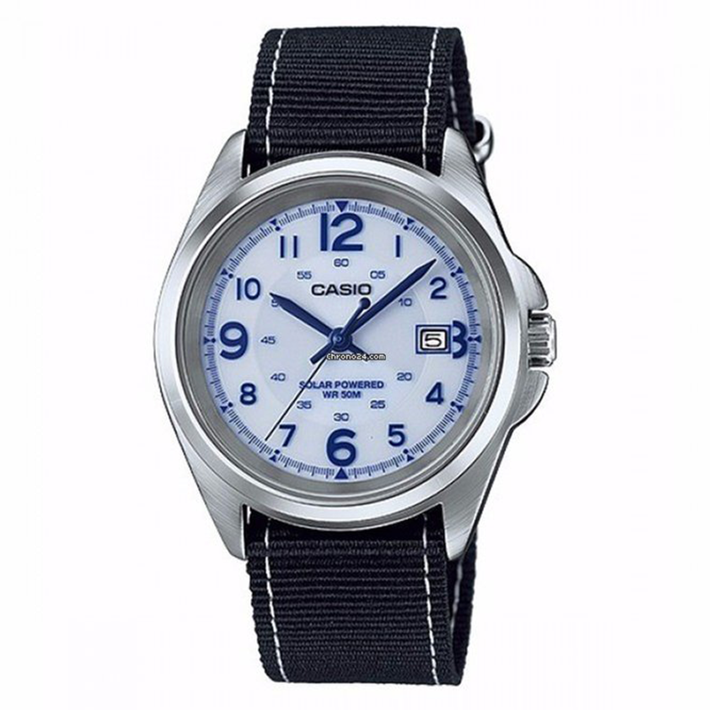 WW0627 Casio Solar Date Nylon Belt Watch MTP-S101-7BVDF