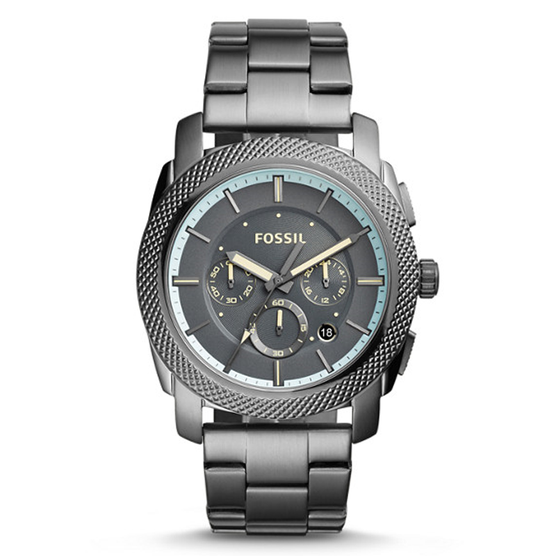 WW0268 Fossil Machine Chronograph Gunmetal Stainless Steel Chain Watch FS5172