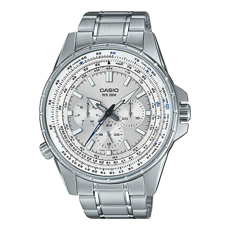 WW0237 Casio Enticer Sweep Second Stainless Steel Chain Watch MTP-SW320D-7AVDF