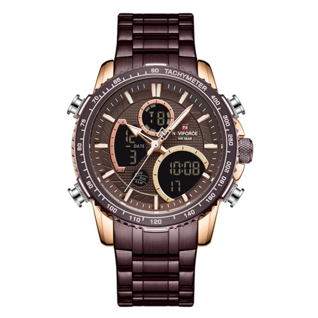 WW1208 Naviforce Multifunction Dual Time Chain Watch NF9182M