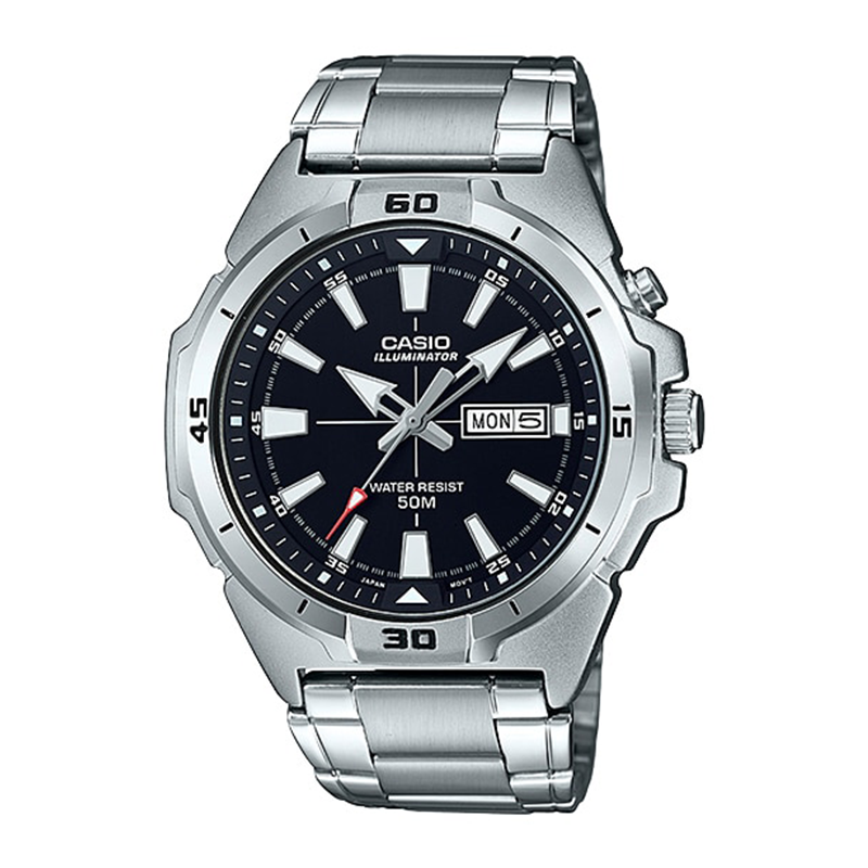 WW0102 Casio Enticer Day Date Illuminator Chain Watch MTP-E203D-1AVDF