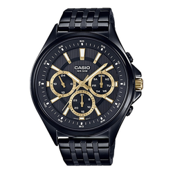WW0232 Casio Enticer Multifunction Stainless Steel Black Chain Watch MTP-E303B-1AVDF