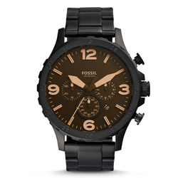 WW0263 Fossil Nate Chronograph Black Stainless Steel Chain Watch JR1356