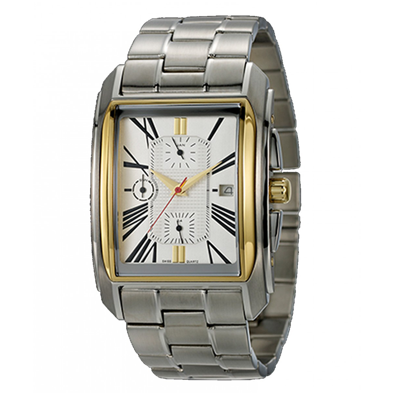 WW1025 Romanson Stainless Steel Date Chain Watch TM2629FM