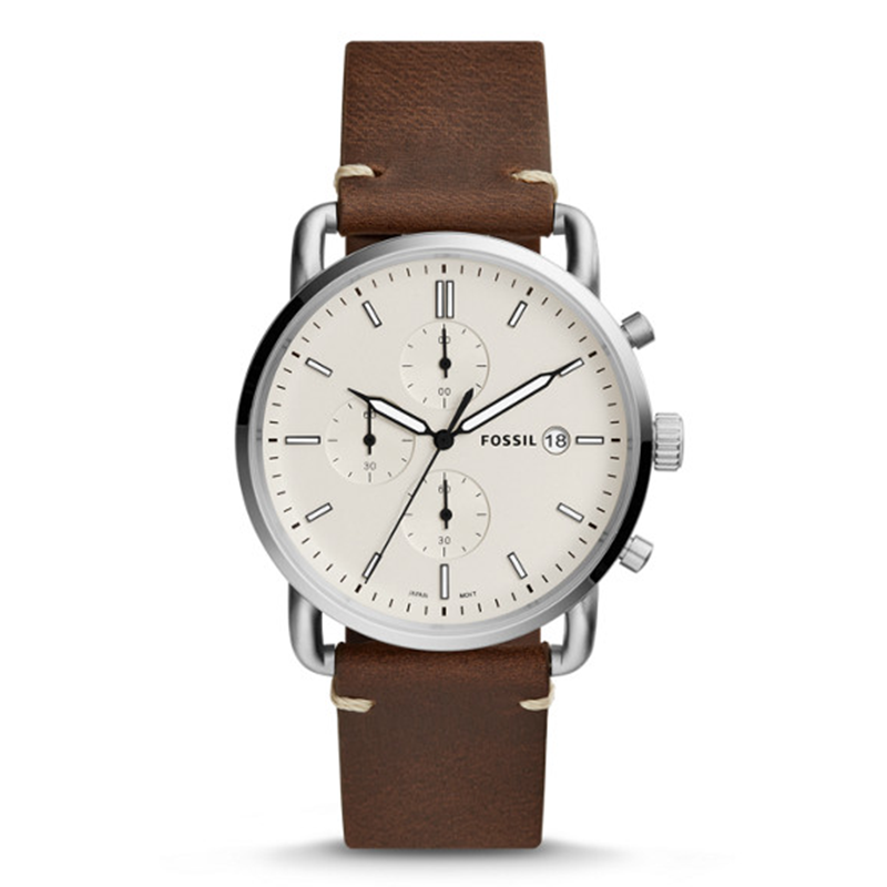 WW0743 Fossil Commuter Chronograph Navy Leather Belt Watch FS5402