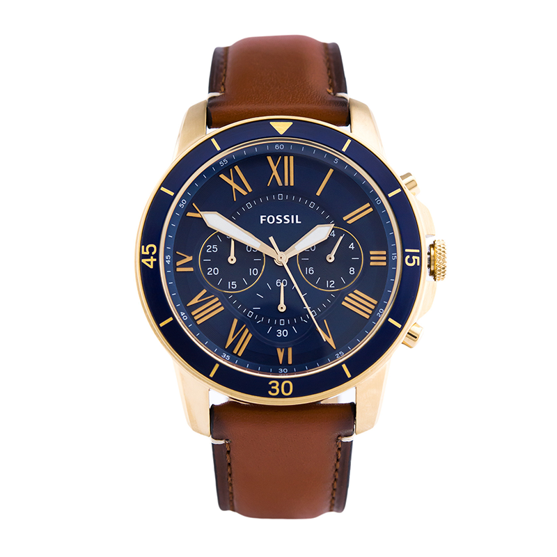 WW0185 Fossil Grant Chronograph Luggage Leather Belt Watch FS5268