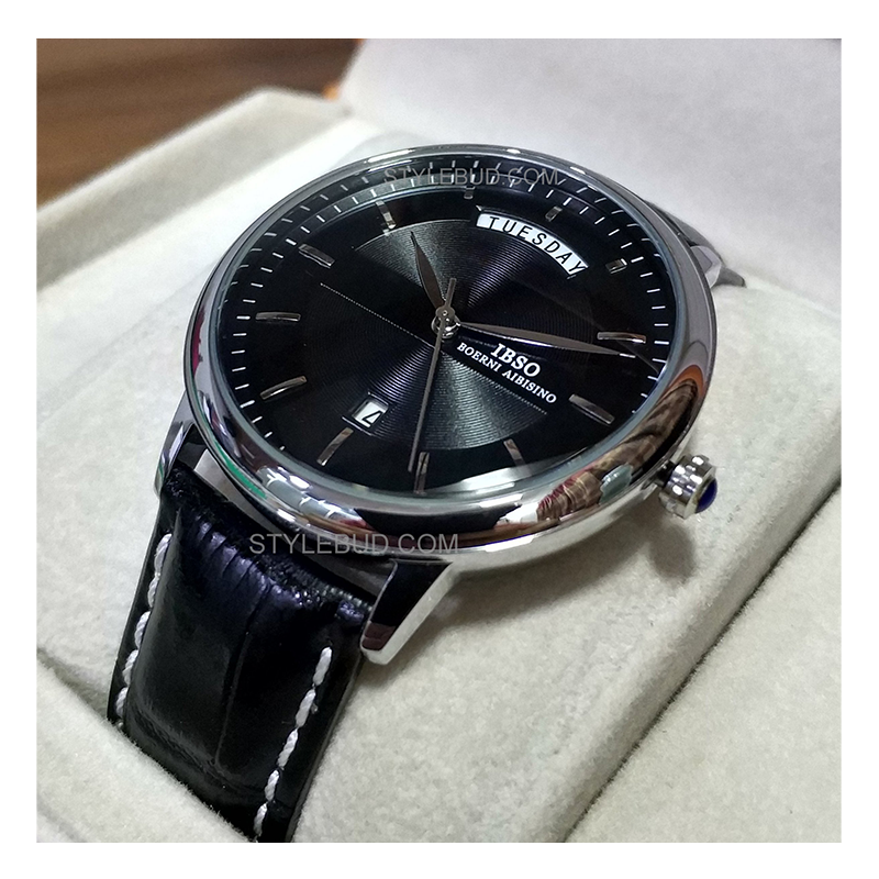 WW0372 IBSO Day Date Leather Belt Watch S3978G