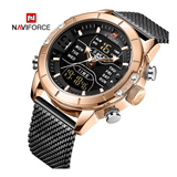 WW0920 Naviforce Multifunction Dual Time Mesh Chain Watch NF9153M