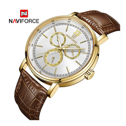 WW1010 Naviforce Sweep Second Multifunction Leather Belt Watch NF3002M