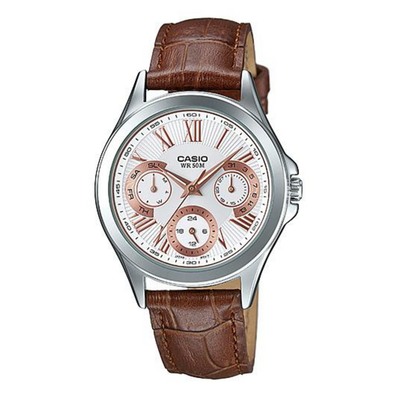 WW1202 Casio Enticer Multifunction Ladies Leather Belt Watch LTP-E308L-7A2V