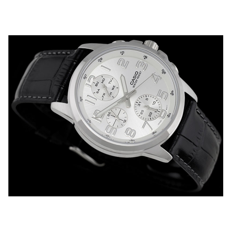 WW0553 Casio Multifunction Leather Belt Watch MTP-E307L-7AVDF