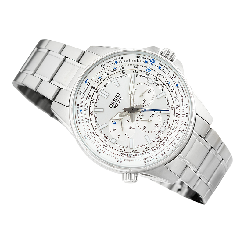 WW0237 Casio Enticer Sweep Second Stainless Steel Chain Watch MTP-SW320D-7AVDF