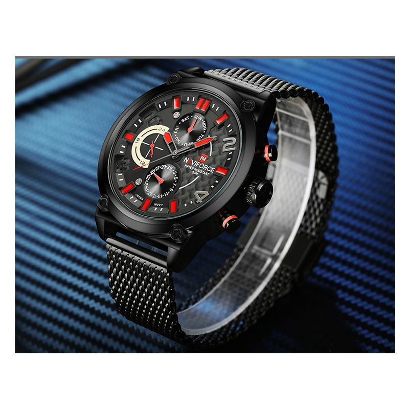 WW0139 Naviforce Multifunction Mesh Chain Watch NF9068M