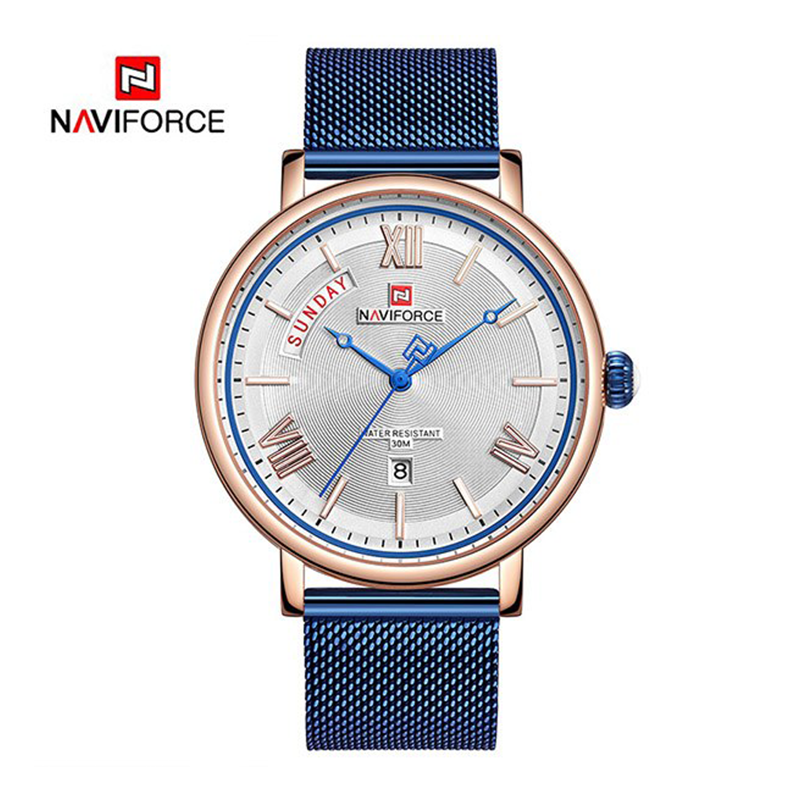 WW0340 Naviforce Day Date Mesh Chain Watch NF3006M