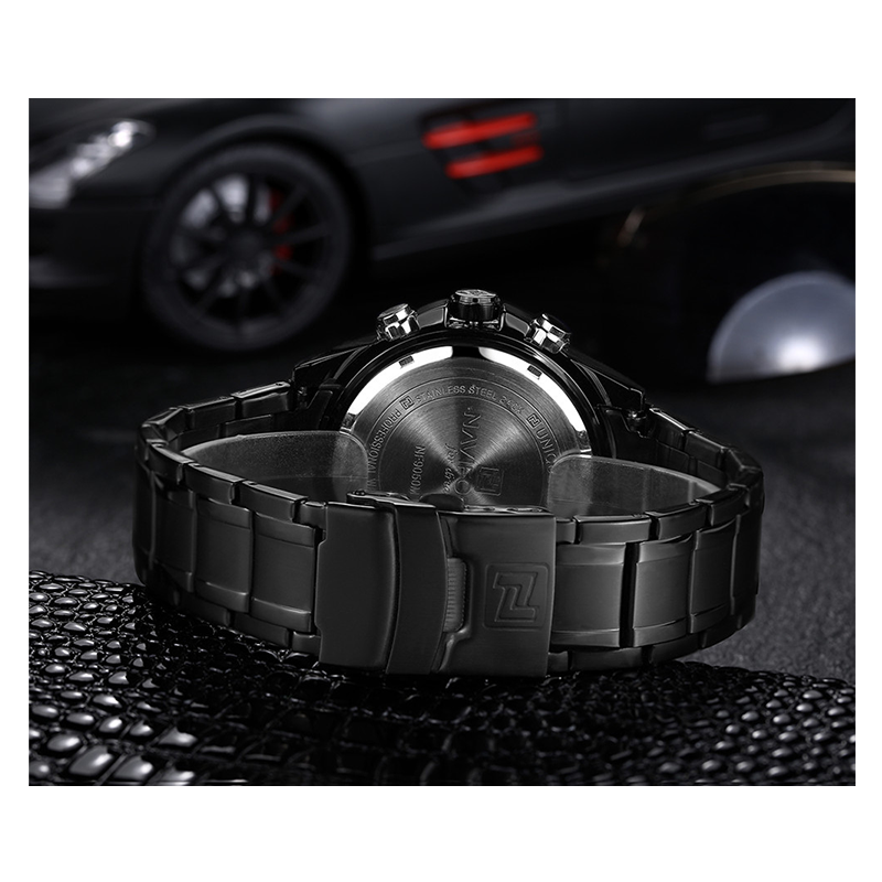 Naviforce Dual Time Black Chain Watch NF9050M in Bangladesh