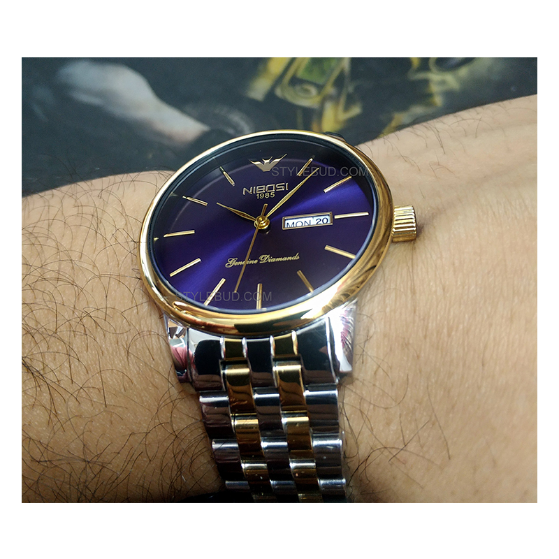 WW0753 Nibosi Day Date Chain Watch