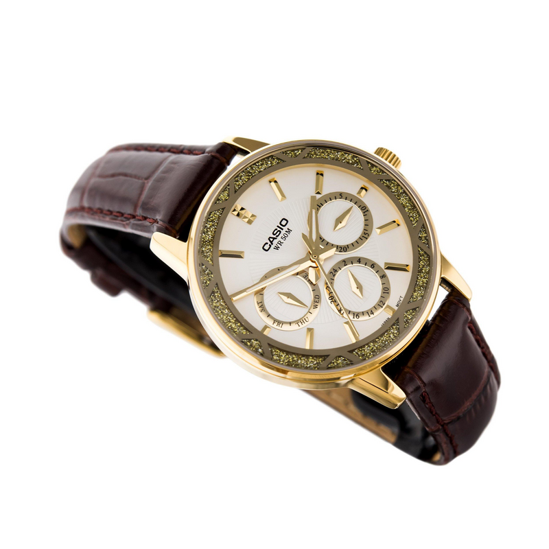 WW1185 Casio Enticer Multifunction Ladies Leather Belt Watch