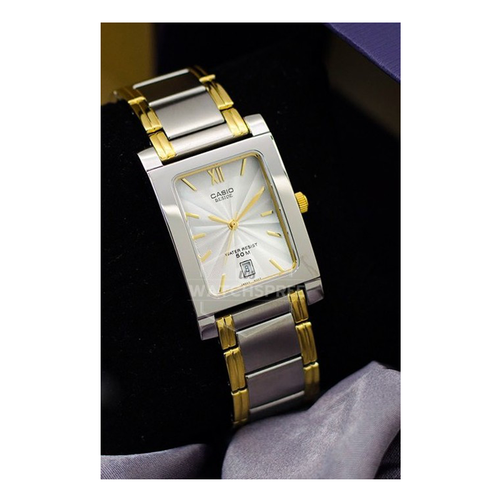 WW0307 Casio Beside Date Stainless Steel Two Tone Chain Watch BEM-100SG-7AVDF