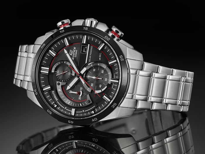 WW0084 Casio Edifice Solar Chronograph Stainless Steel Chain Watch EQS-600DB-1A4UDF