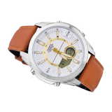 WW1147 Casio Enticer Dual Time Multifunction Leather Belt Watch AMW-810L-5AVDF