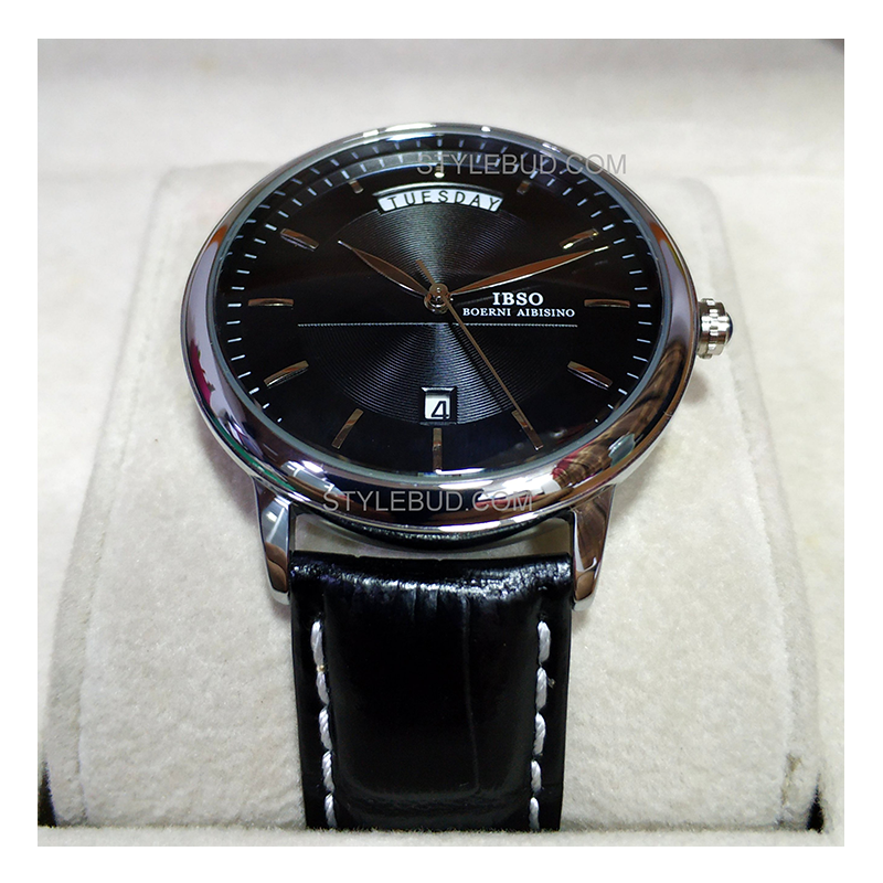 WW0372 IBSO Day Date Leather Belt Watch S3978G