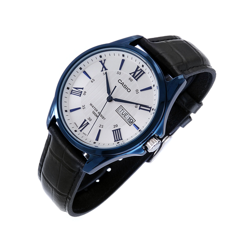 WW0062 Casio Enticer Day Date Blue Leather Belt Watch MTP-1384BUL-7AVDF