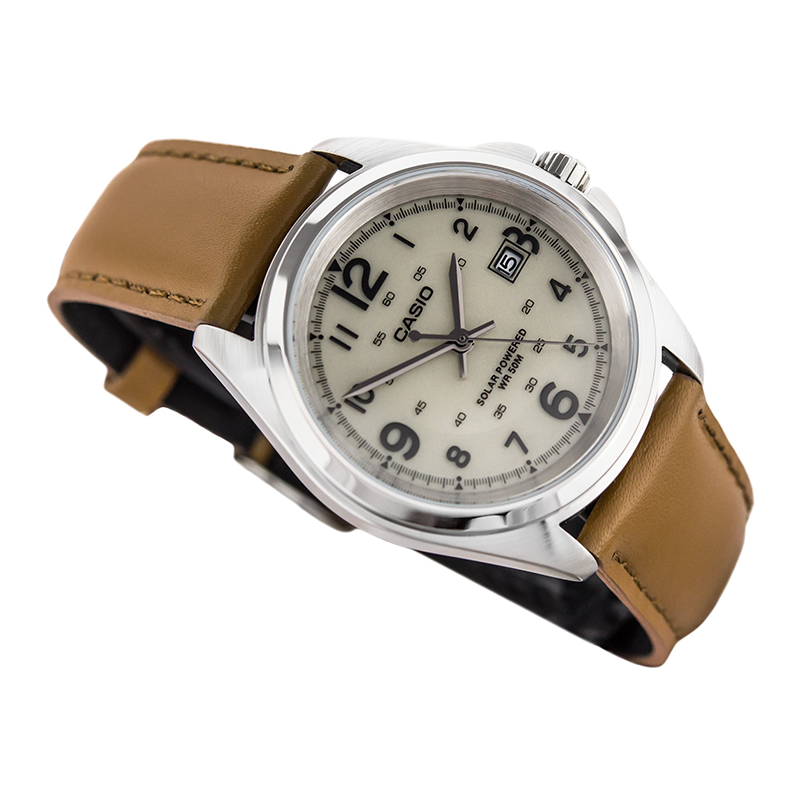 WW0624 Casio Solar Date Leather Belt Watch MTP-S101L-9BVDF