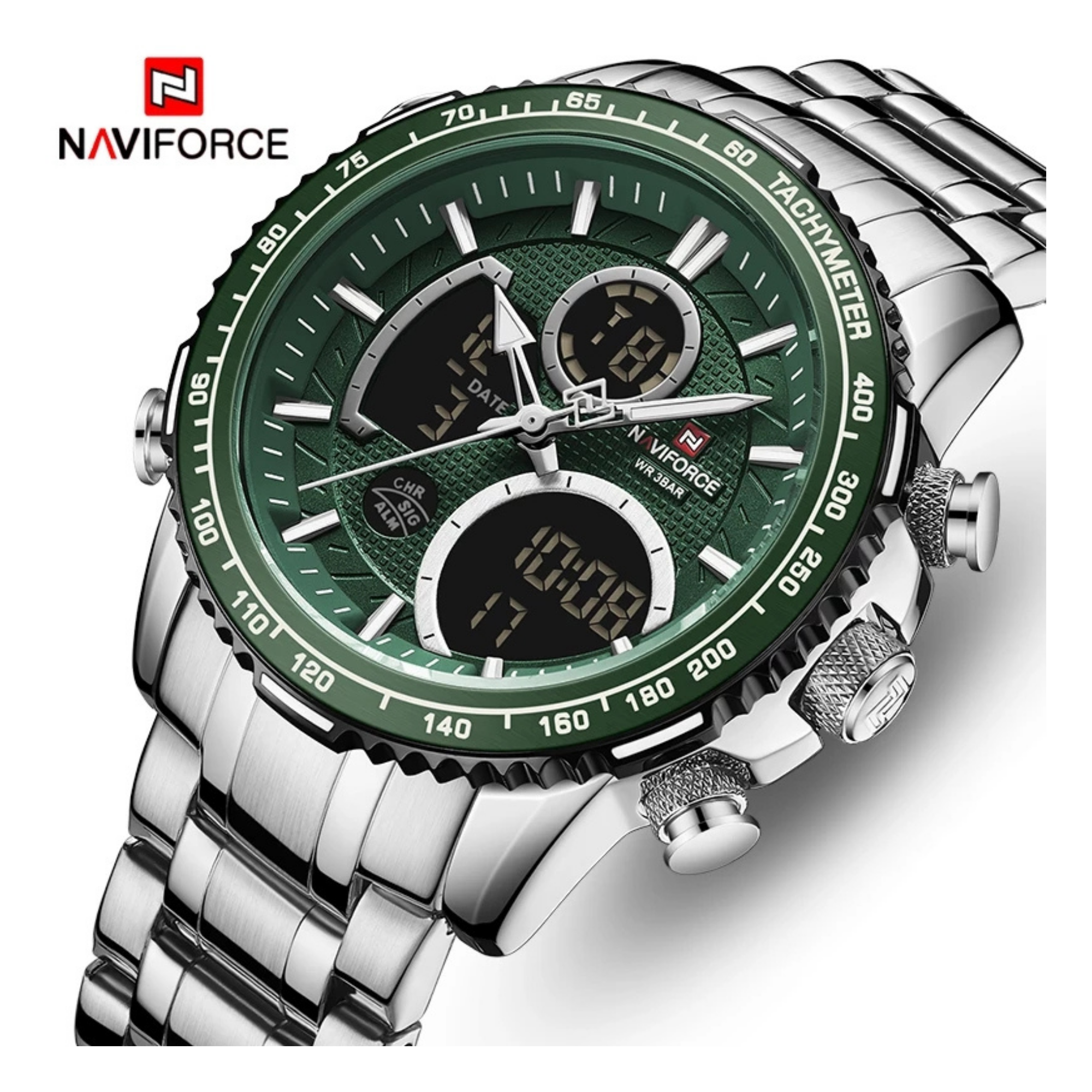 WW1207 Naviforce Multifunction Dual Time Chain Watch NF9182M