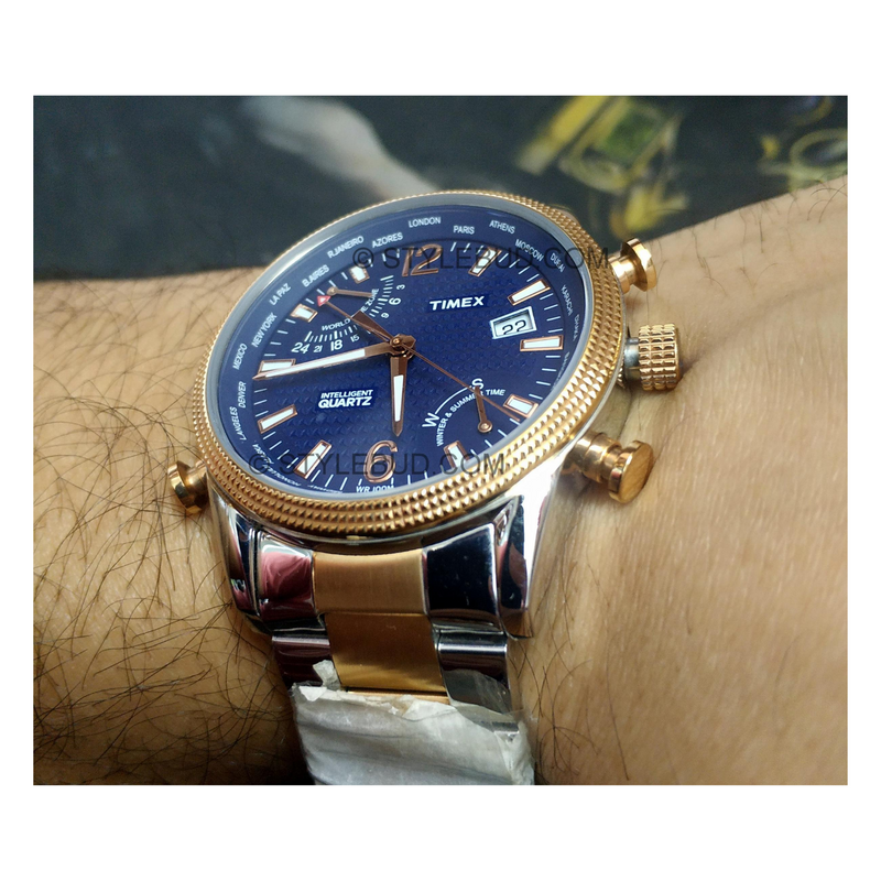 WW1238 Timex World Time Date Stainless Steel Chain Watch TWEG16101