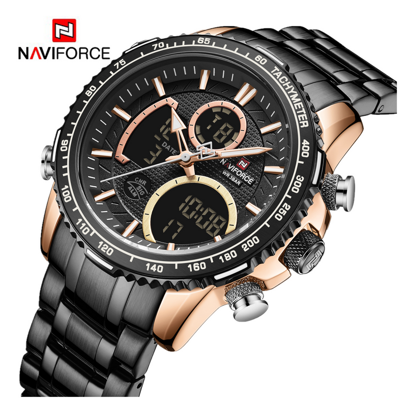 WW1210 Naviforce Multifunction Dual Time Chain Watch NF9182M