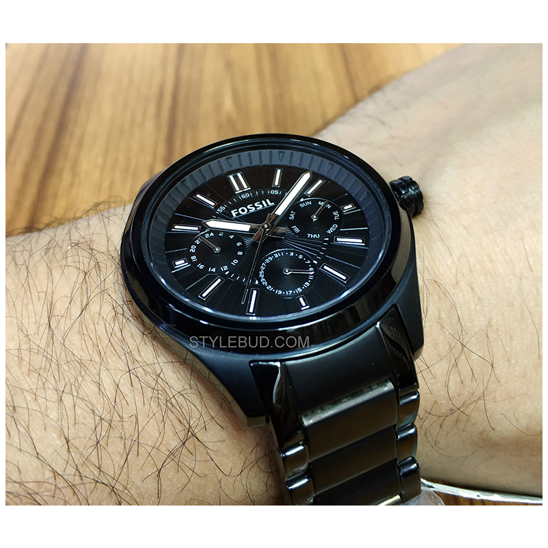 WW1084 Fossil Multifunction Black Stainless Steel Chain Watch BQ1509
