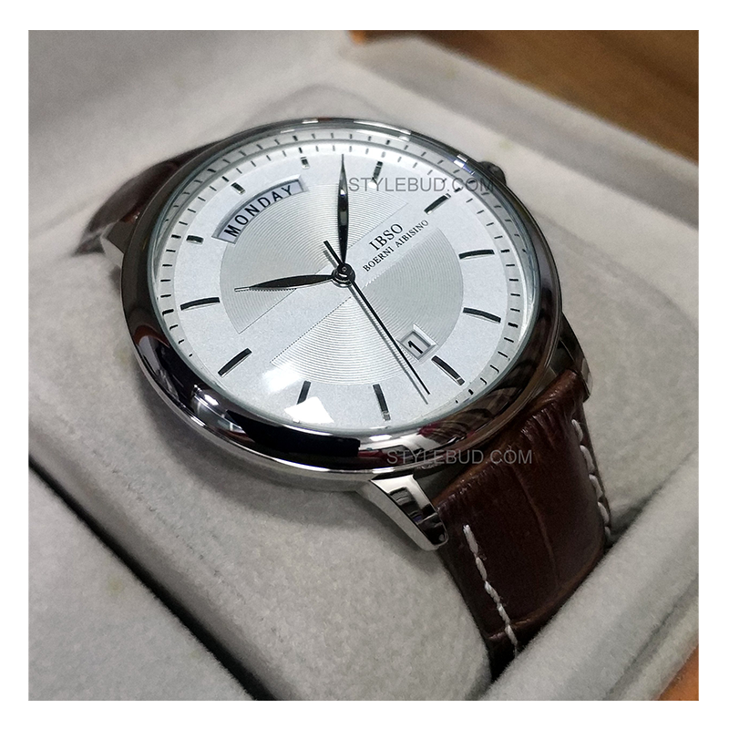 WW0733 IBSO Day Date Leather Belt Watch S3978G